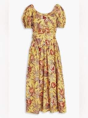 Ulla Johnson Golda cutout printed cotton-poplin midi dress NEW NWT